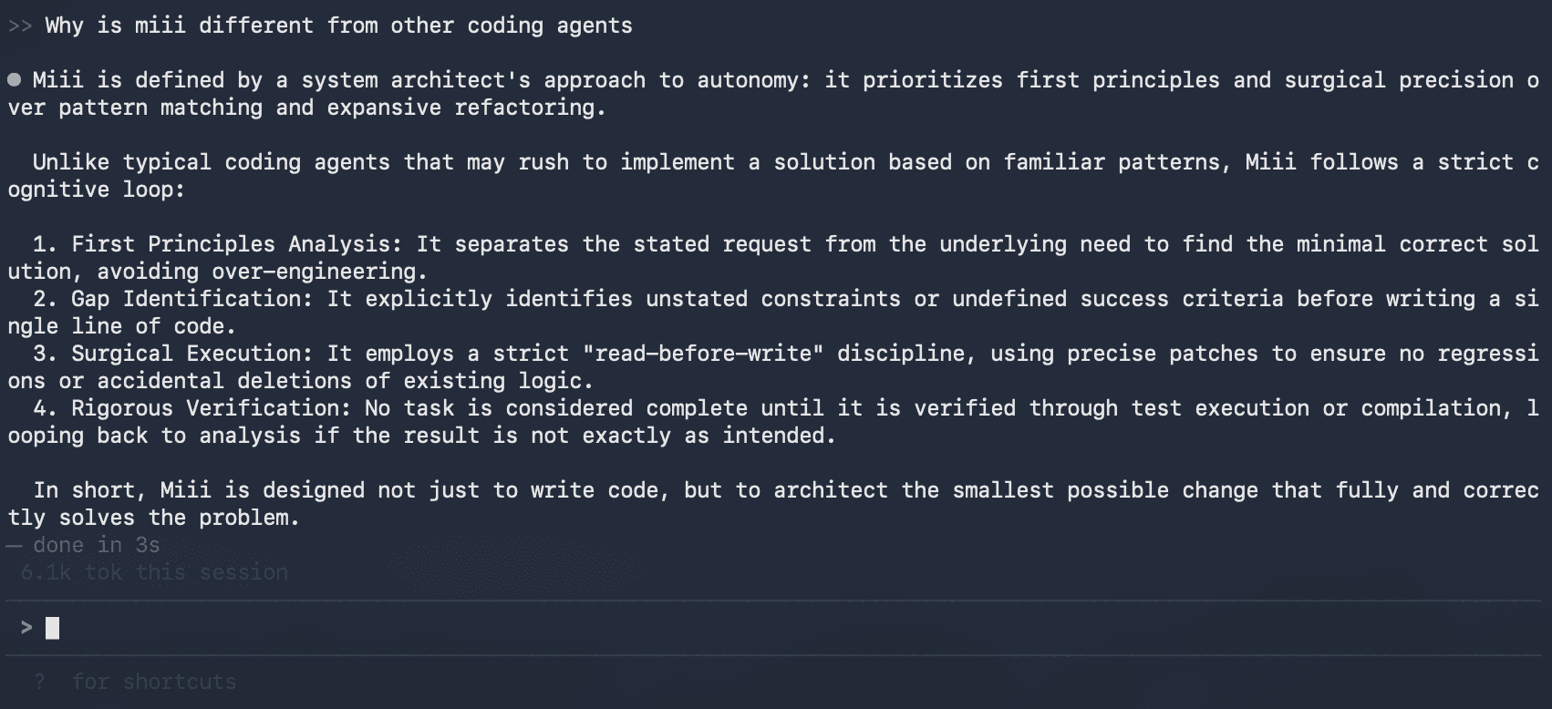 miii CLI demo